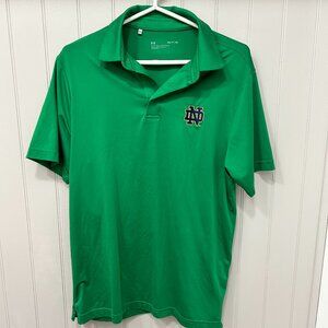 Mens small green Notre Dame polo shirt